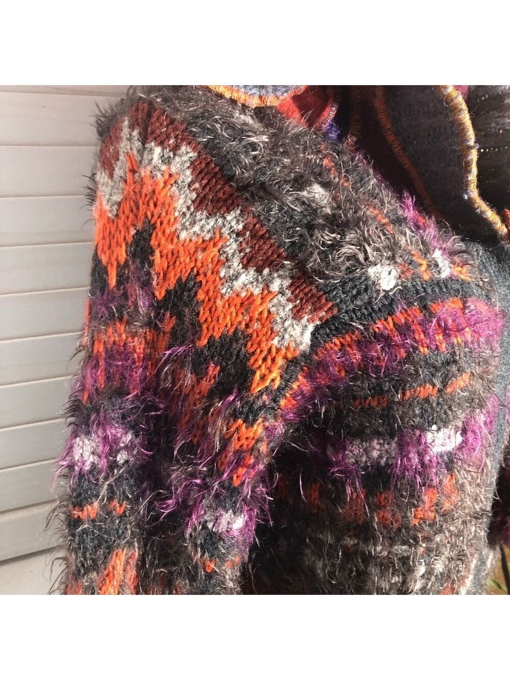 Handcrafted Patch Knitted Sweater Upcycled Multicolor Medium - Picture 5 of 14